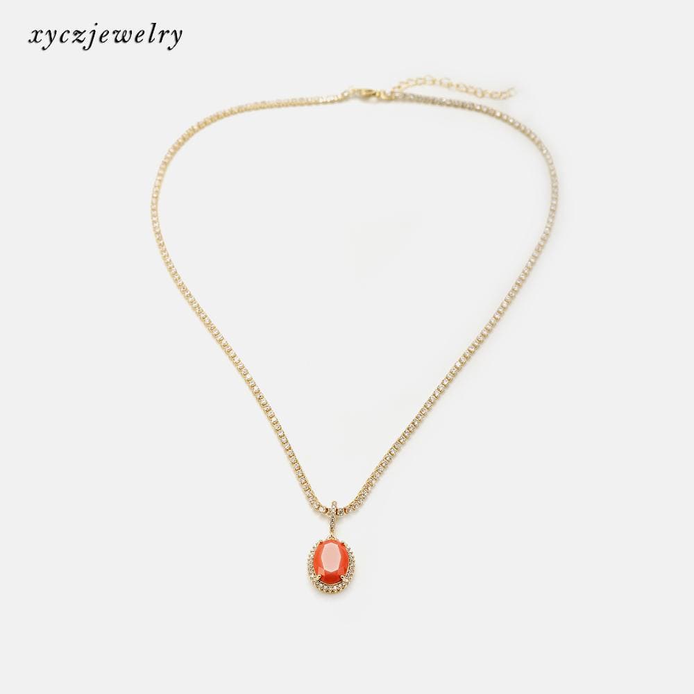 Colar Oval colorido XYS100951 项链 VENDIDO SEPARADAMENTE