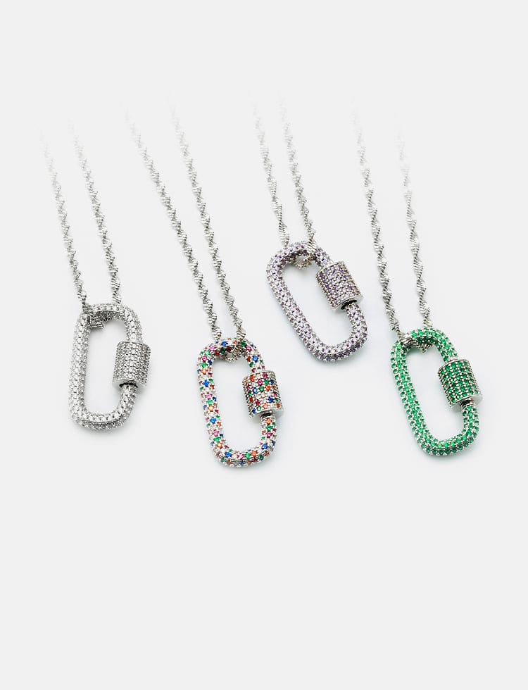 Colar cordao baiano com pingente cravejado XYP101749