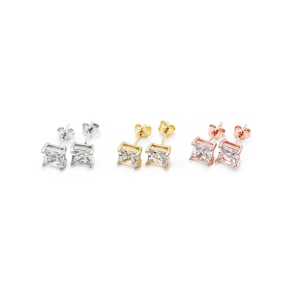 Brinco-Ponto de Luz Quadrado XYE101310 earring MIX Color 6*6mm