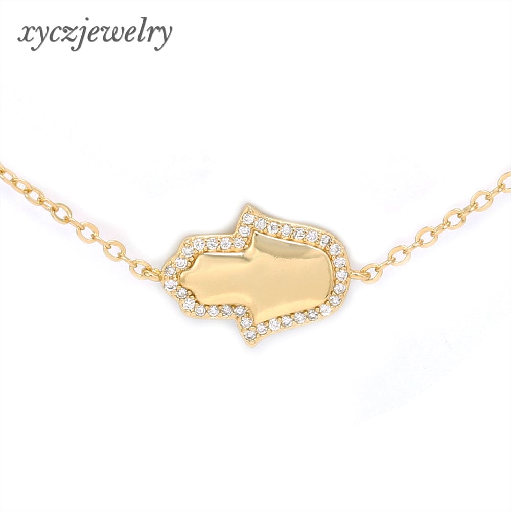 DESC - Colar mão de Fátima cravejado nas extremidades XYP101466