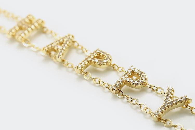 DIY Pulseira de corrente com letras cravejadas XYH100775 VENDIDO SEPARADAMENTE