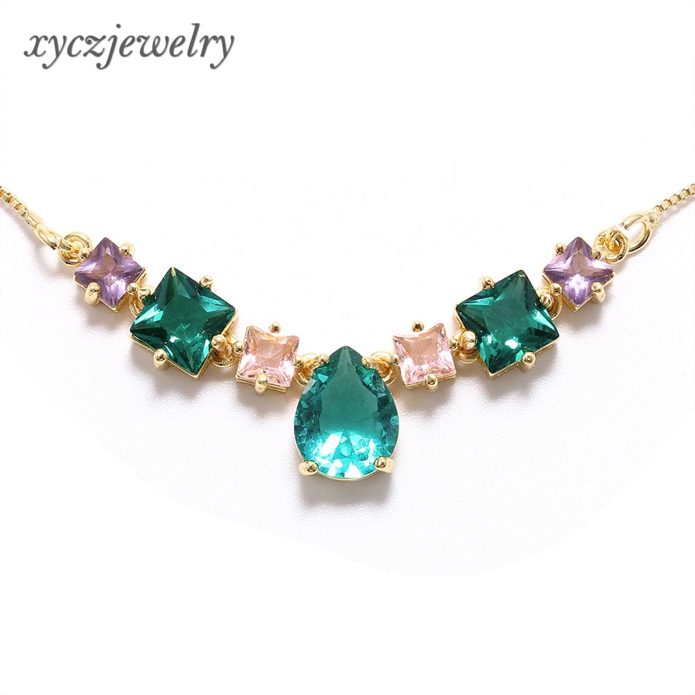 Colar em Vidro Lapidado XYP101393 吊坠+链条