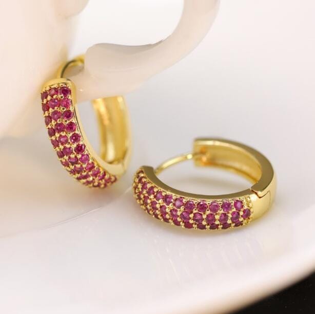 DESC Argola 3 linhas Vermelha LB12 earring