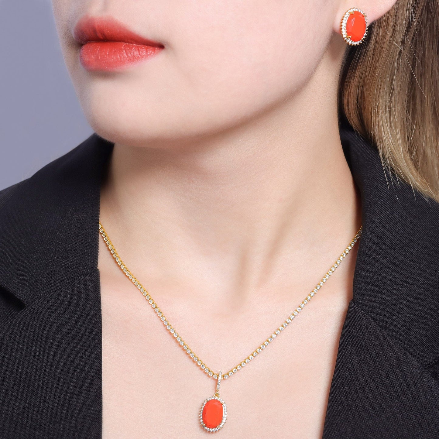 Colar Oval colorido XYS100951 项链 VENDIDO SEPARADAMENTE