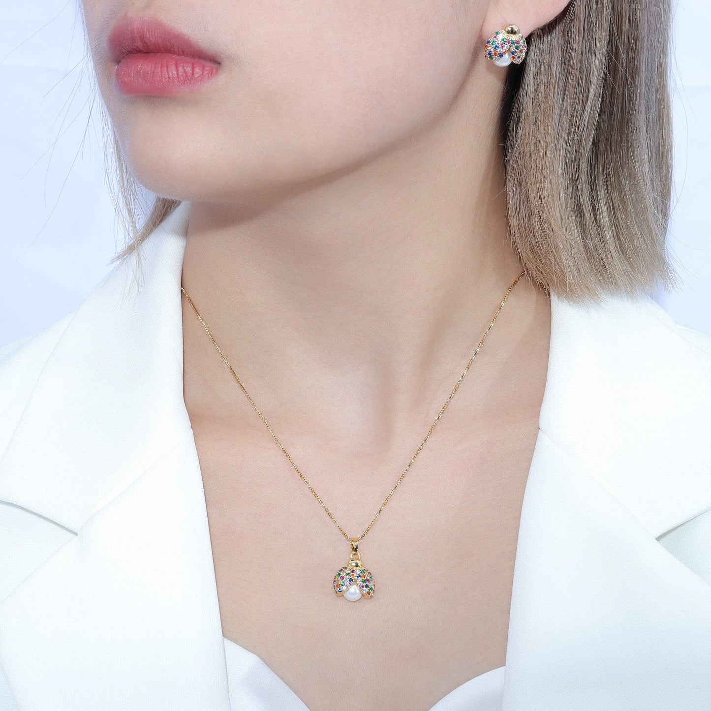 Colar pingente joaninha com pérola XYS101009 VENDIDO SEPARADAMENTE