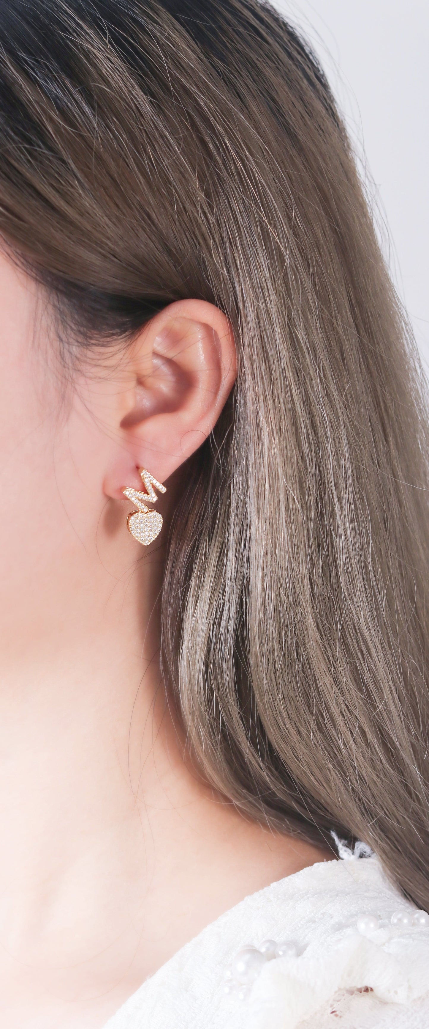 Brinco descombinado coração letras DIY MISS M♥ XYE104200