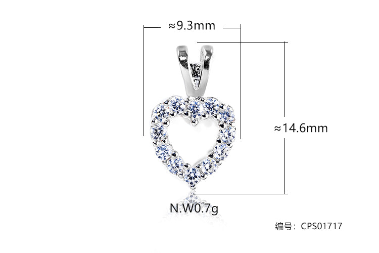 Pingente coração Prata 925 Inspiracao Diamante de alto carbono CPS01717