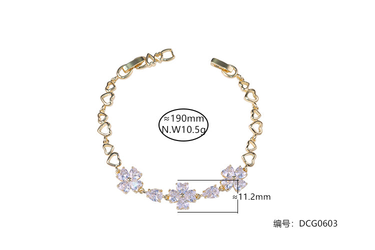 Braceletes trevos e coracoes Diamante de Alto Carbono DCG0603