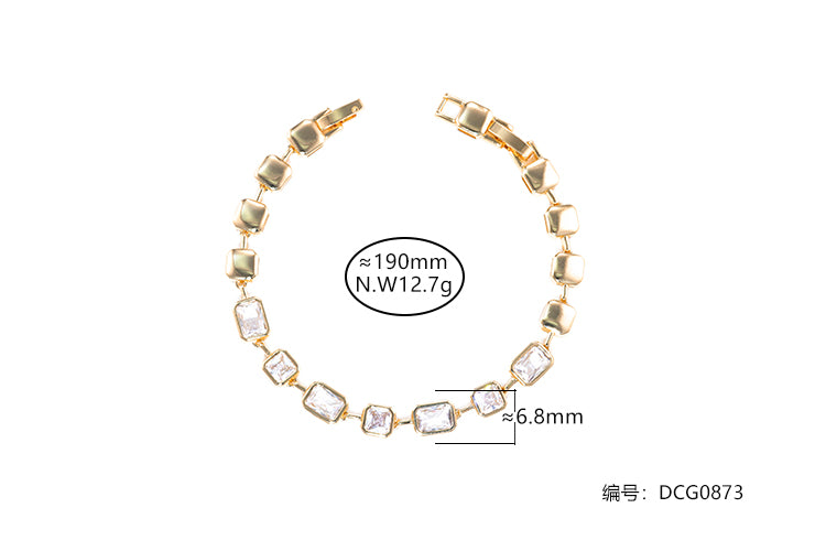 Pulseira Cravacao Inglesa Retangular Luxo DCG0873