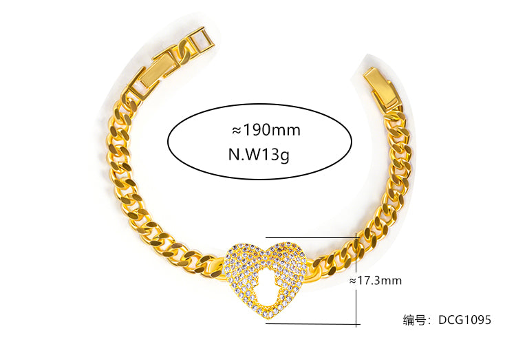 Pulseira Coracao cravejado DCG1095
