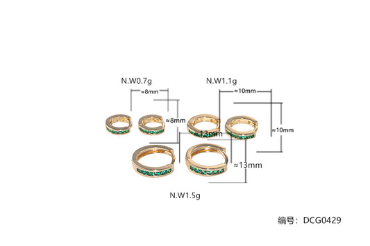 Trio de Argolinhas cravejadas Esmeralda DCG0429