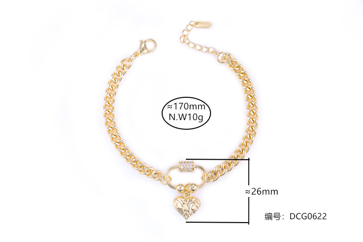 Pulseira Grumet e pingente coracao DCG0622