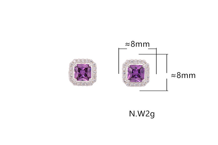 Brinco Quadrado Lavanda - Prata 925 DCG0347