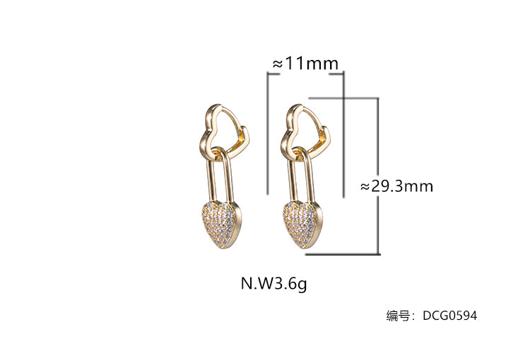 Brincos Inspiracao Coracao Cravejadao DCG0594