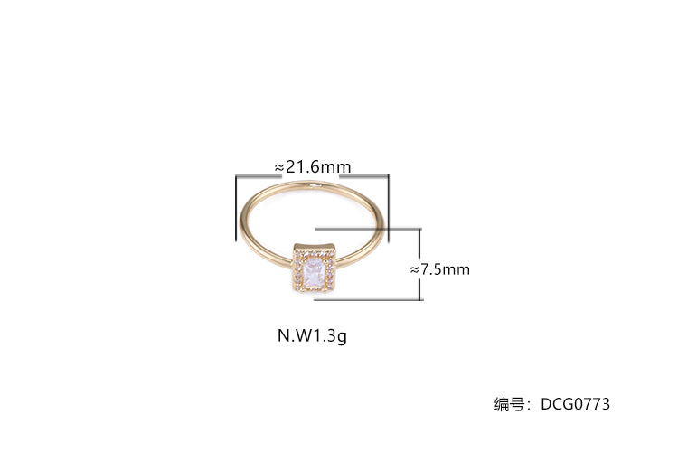 Anel solitario quadrado Luxo DCG0773