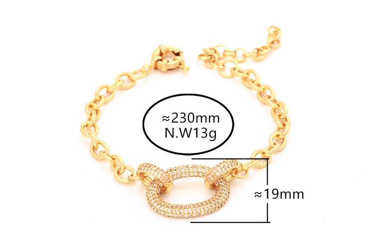 Bracelete elos lisos e Cravejados XYH100723