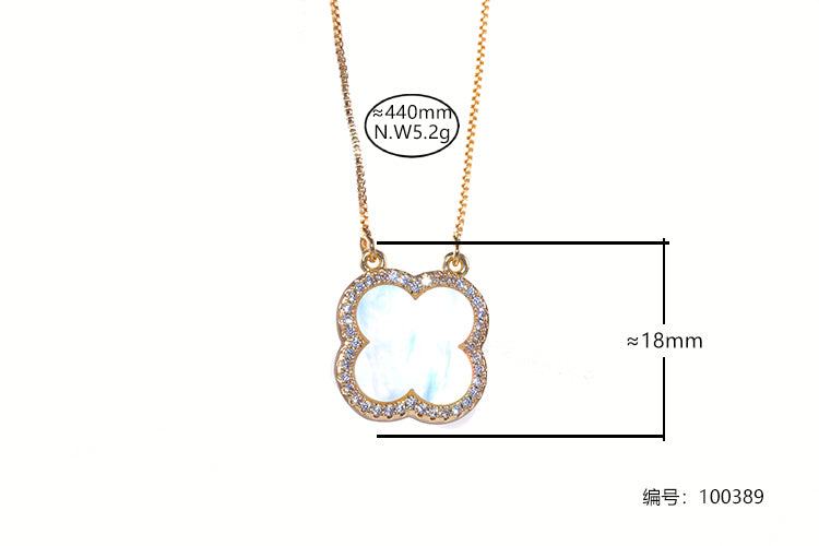 Colar  trevo Madre Perola 100389