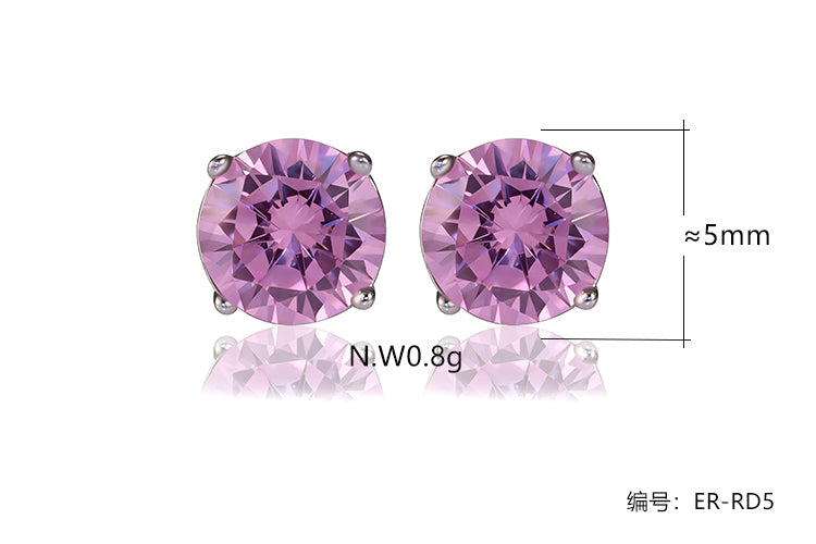 Brinco Solitario Rosa Lab Grow flower cut em Prata 925 ER-RD5
