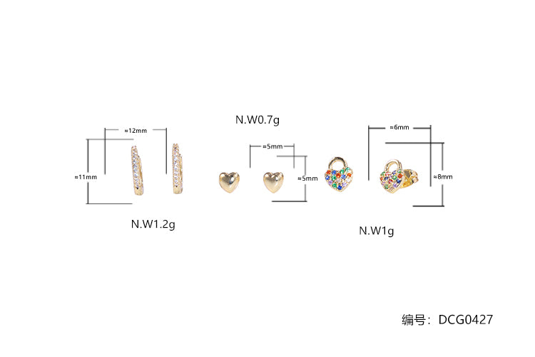 Conjunto de Brincos Argolinha coracao DCG0427