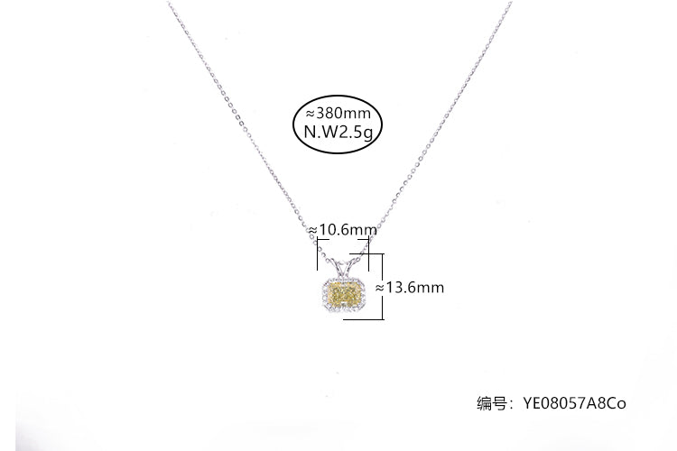 Colar Sublime prata 925 pingente diamante de alto carbono Fancy Yellow YE08057A8Co