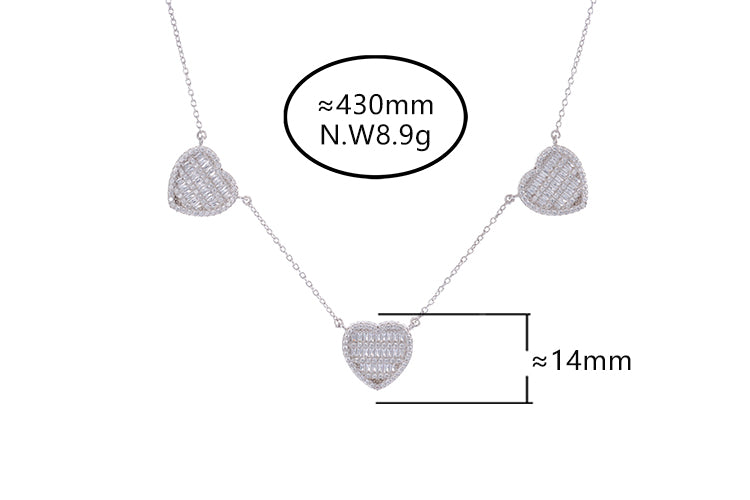 Colar Trio de Coração - Prata 925 DCG0354