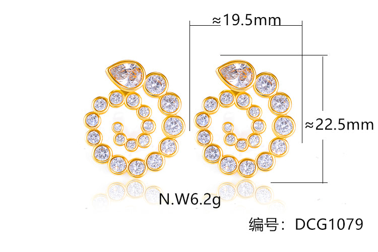 Brincos Espiral Cravejado DCG1079