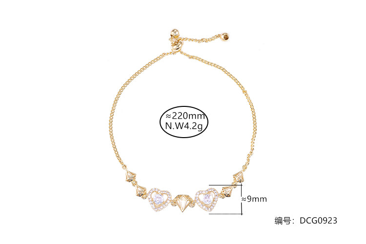 Pulseira Coracoes e e pedras lapidadas  DCG0923
