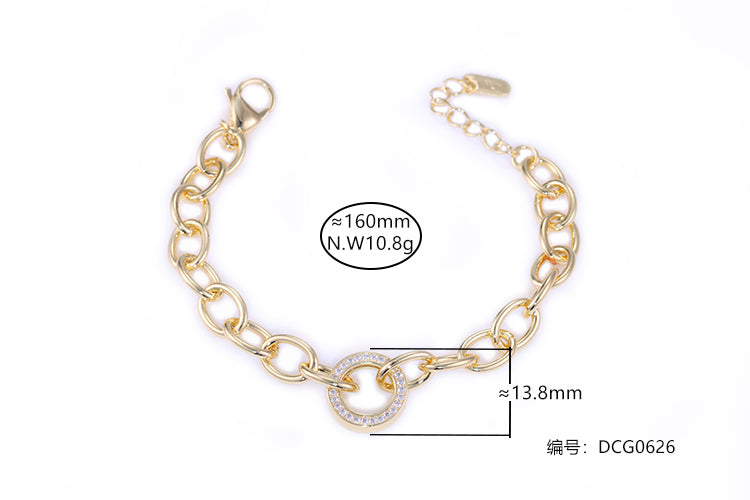Pulseira elos lisos e cravejados luxo DCG0626