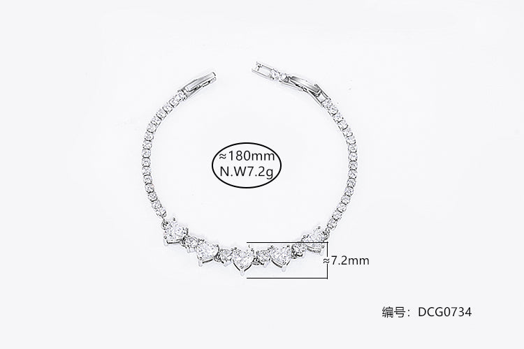Pulseira coracoes cravejadas DCG0734