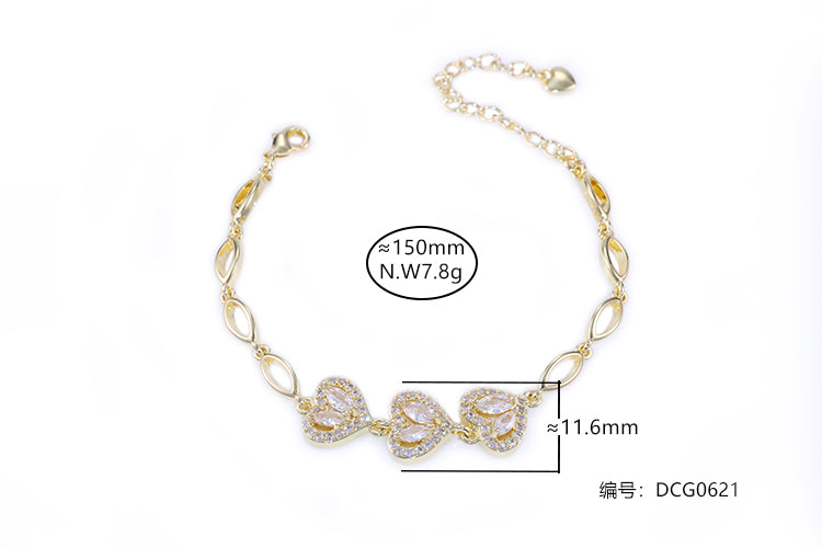 Pulseiras Coracoes Luxo e Brilho DCG0621