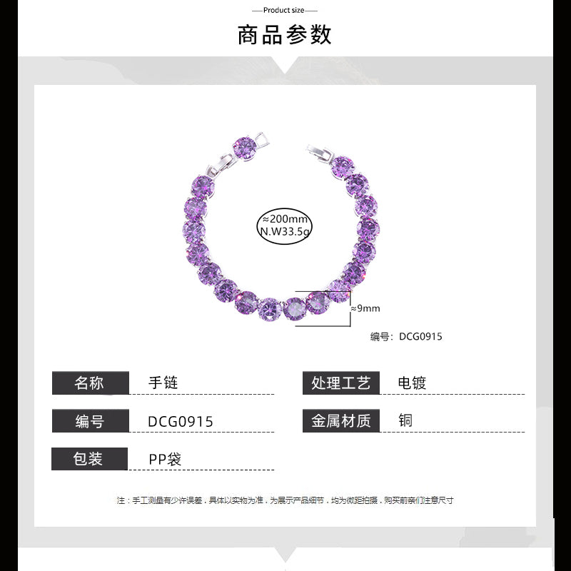 Pulseira Riviera pedras redondas Lavanda DCG0915