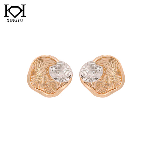 Brincos Folha Dupla Banho XYE105485