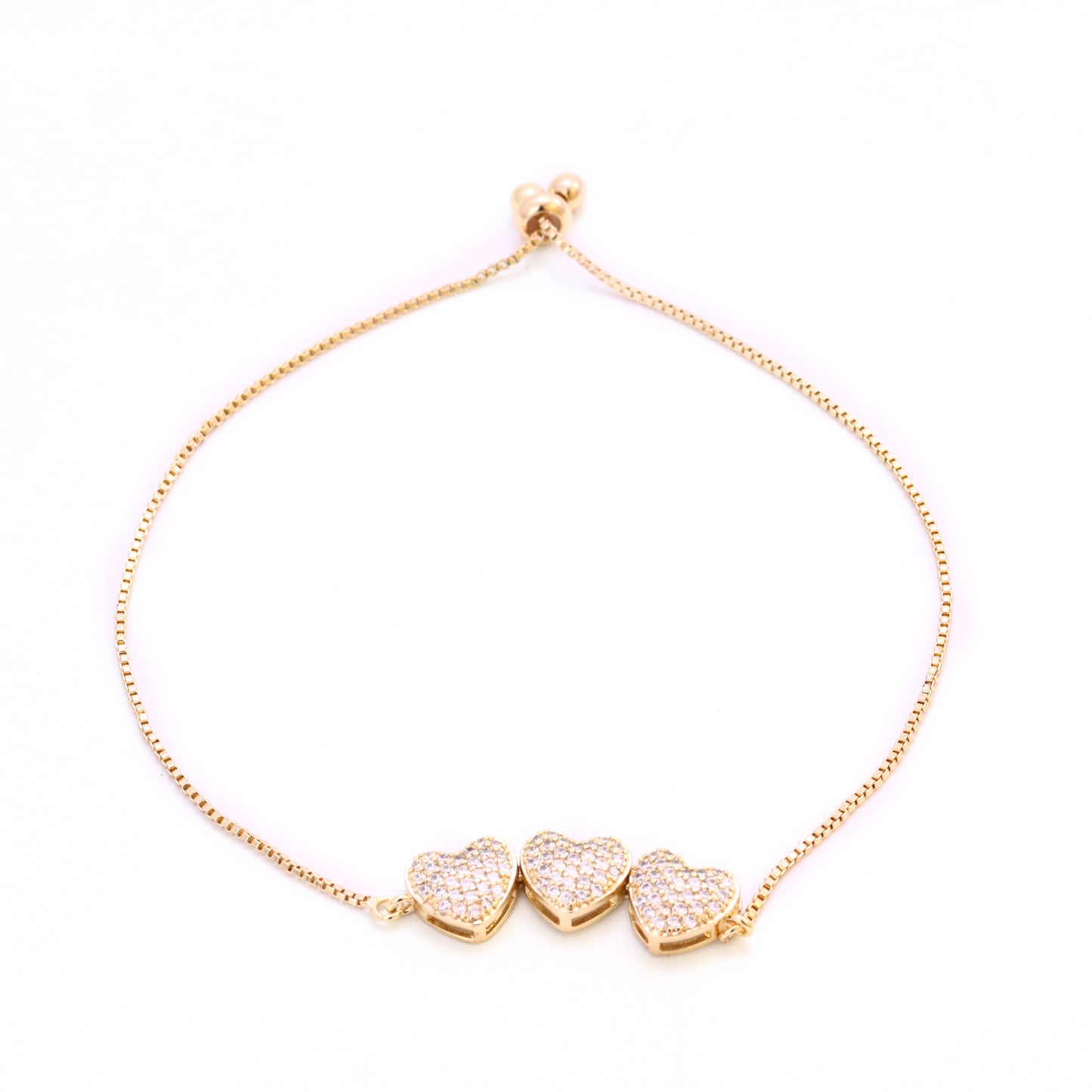Pulseira 3 coração cravejado DCG0146