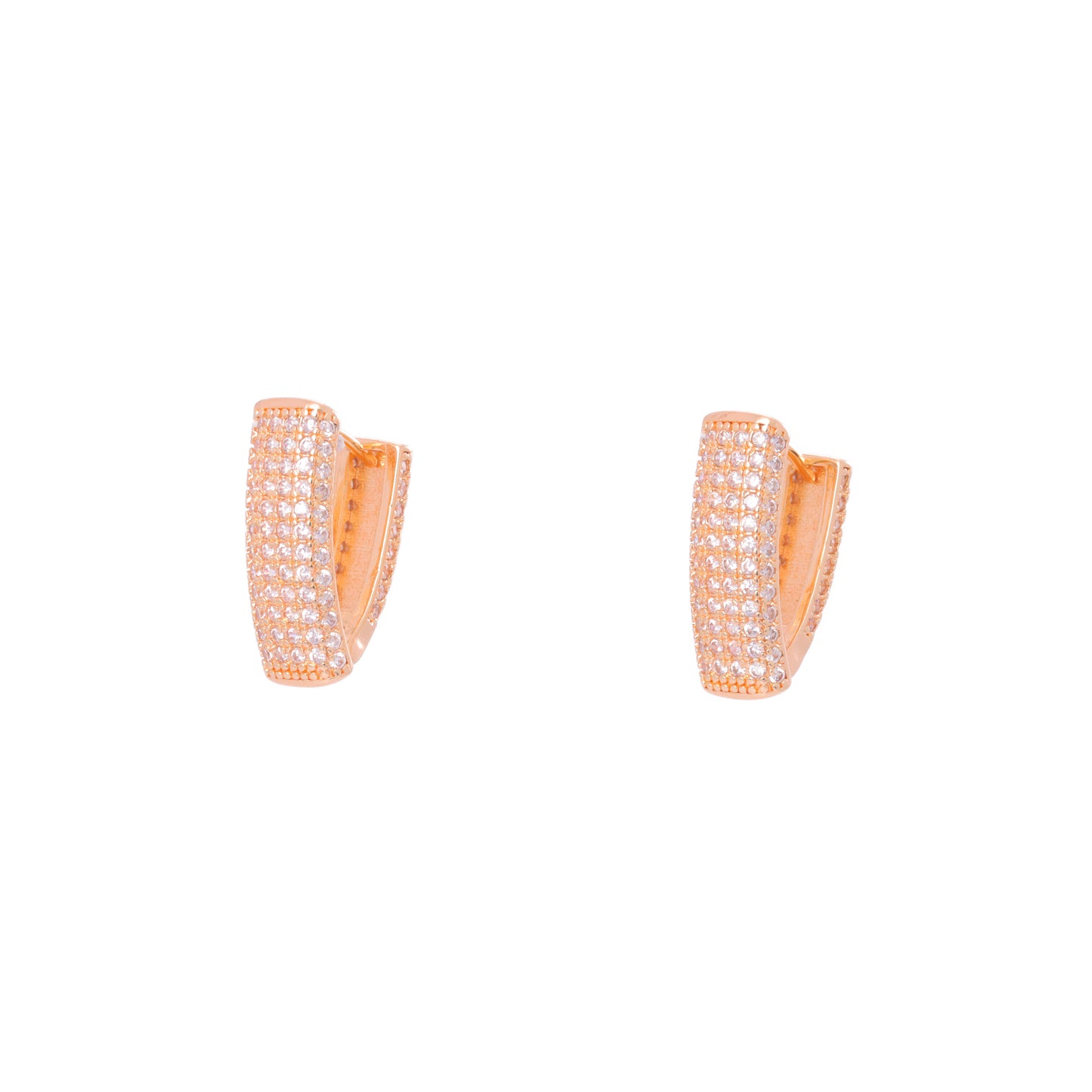 Brinco argolinha V cravejado-DCG0077