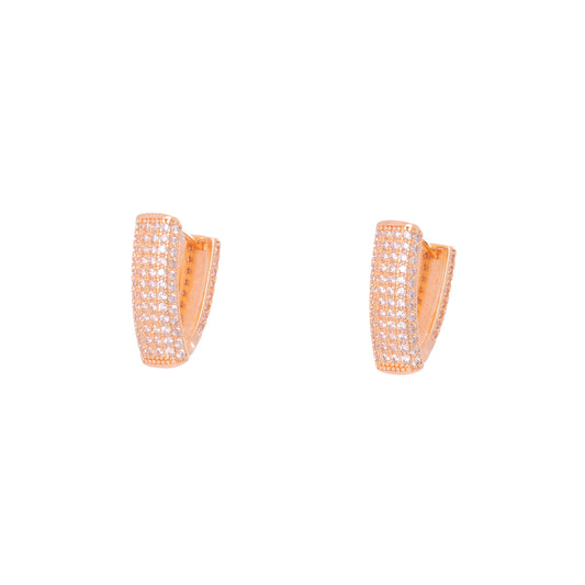 Brinco argolinha V cravejado-DCG0077