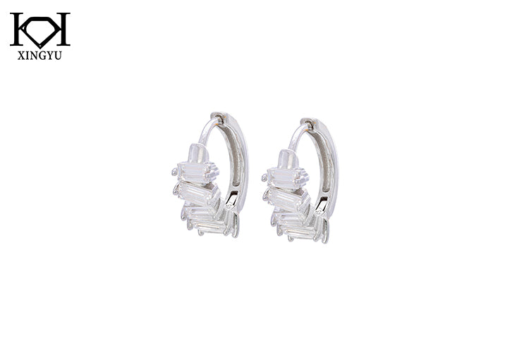 Brincos Argolinhas Prata 925 e Moissanite XYE104911