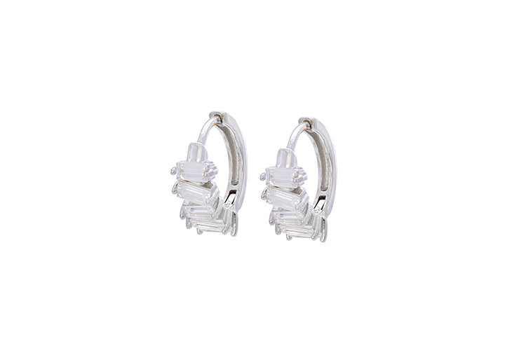 Brincos Argolinhas Prata 925 e Moissanite XYE104911