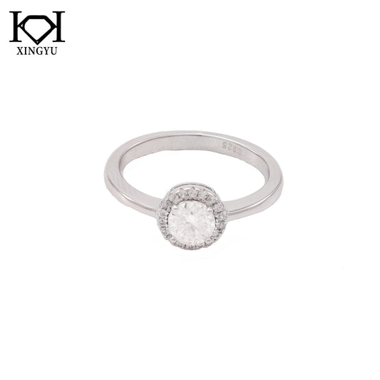 Anel Prata 925 e Moissanite Solitario KRS09355