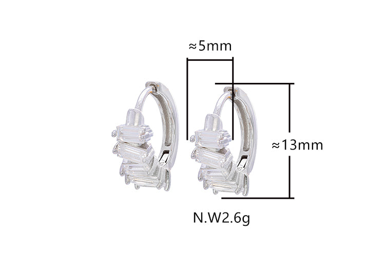 Brincos Argolinhas Prata 925 e Moissanite XYE104911