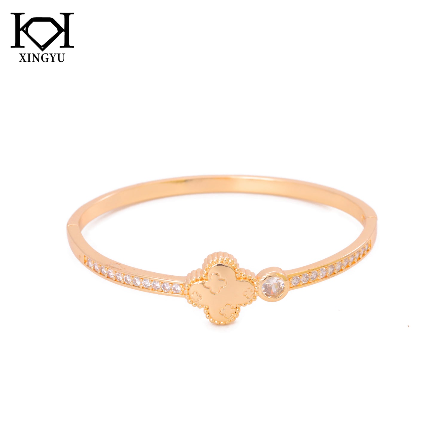 Bracelete Rígido Trevo e Ponto de Luz DCG0058
