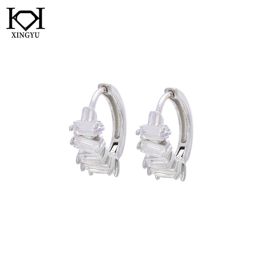 Brincos Argolinhas Prata 925 e Moissanite XYE104911