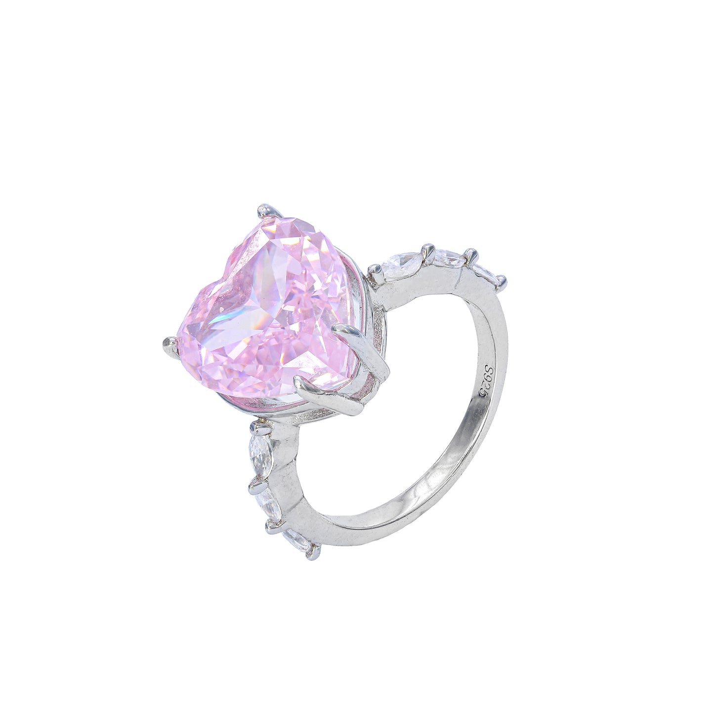 Anel Coração de Diamante Sintético - Prata 925 xyr101485-