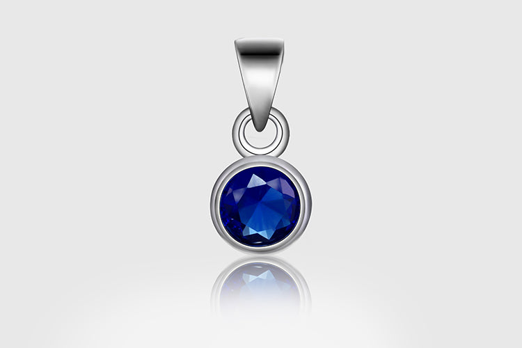 Pingente redondo Dark Blue Prata 925 diamante de alto carbono safira PD-PS-RD5