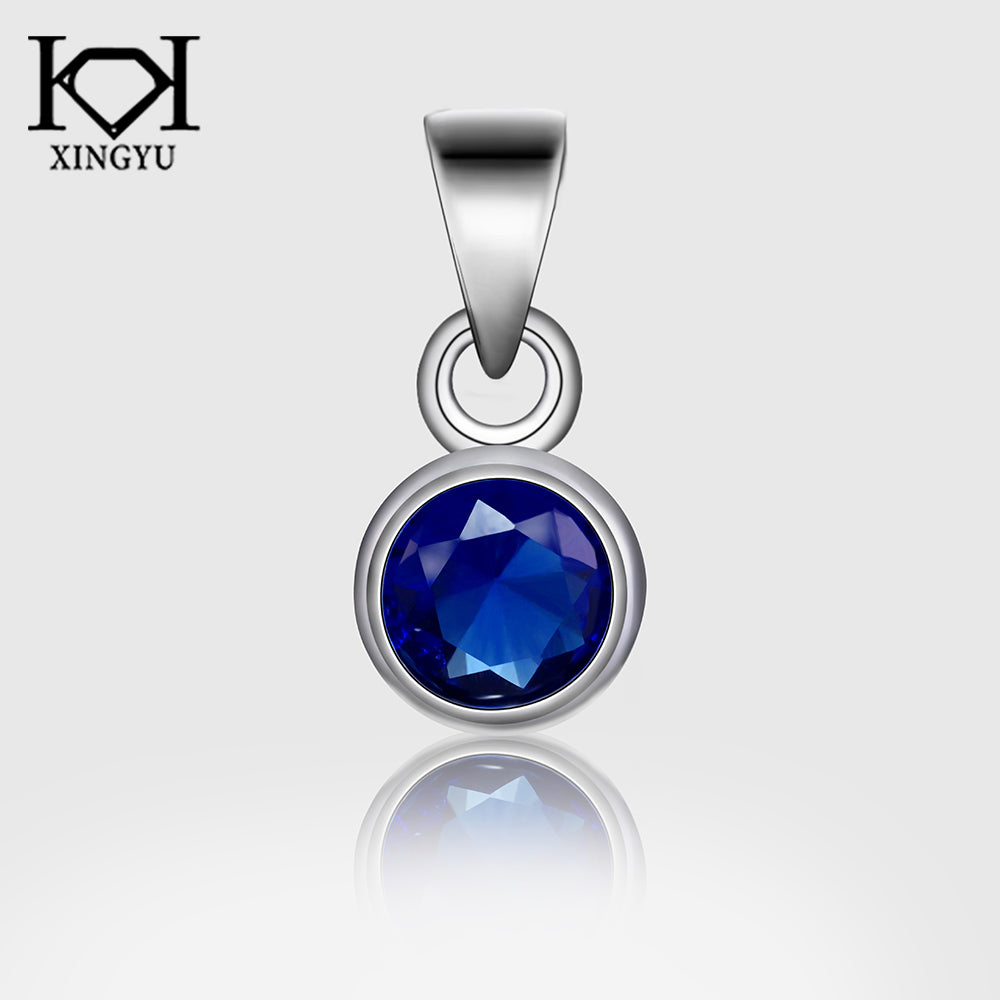 Pingente redondo Dark Blue Prata 925 diamante de alto carbono safira PD-PS-RD5
