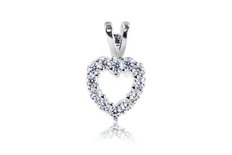 Pingente coração Prata 925 Inspiracao Diamante de alto carbono CPS01717