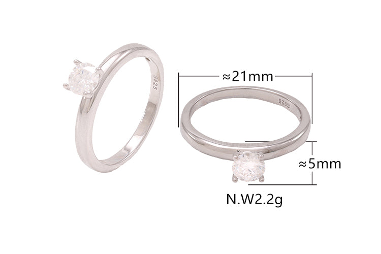Anel Solitario Prata 925 e Moissanite KRS09571