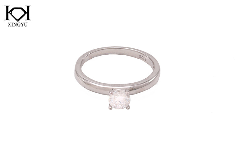 Anel Solitario Prata 925 e Moissanite KRS09571