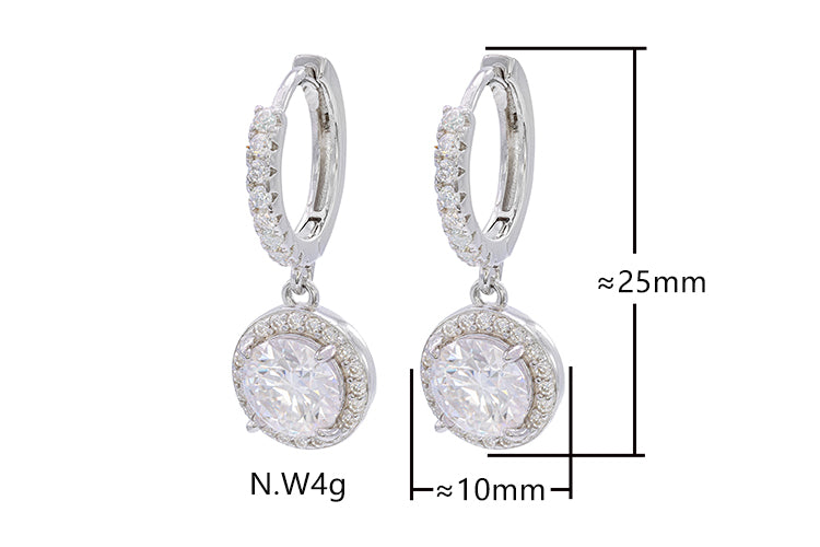 Brincos luxo e Luz Prata 925 e moissanite XYE104918