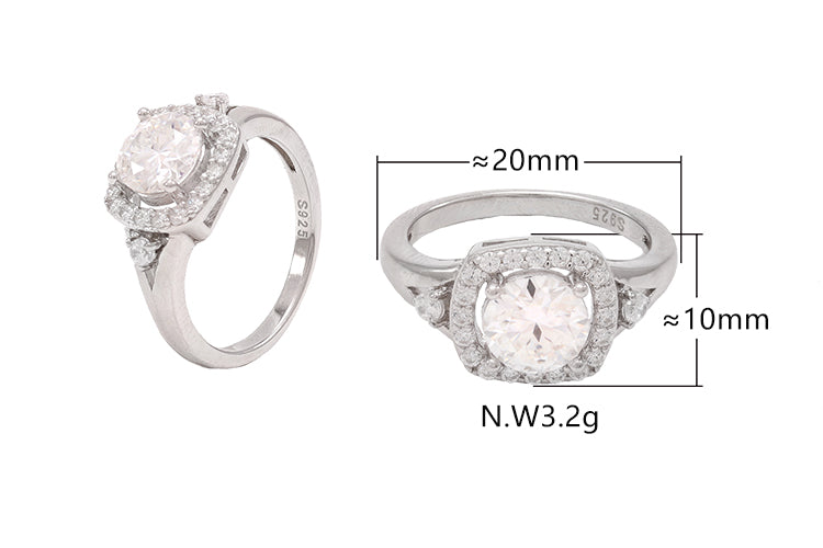 Anel Luxo sublime Prata 925 e Moissanite KRS09494