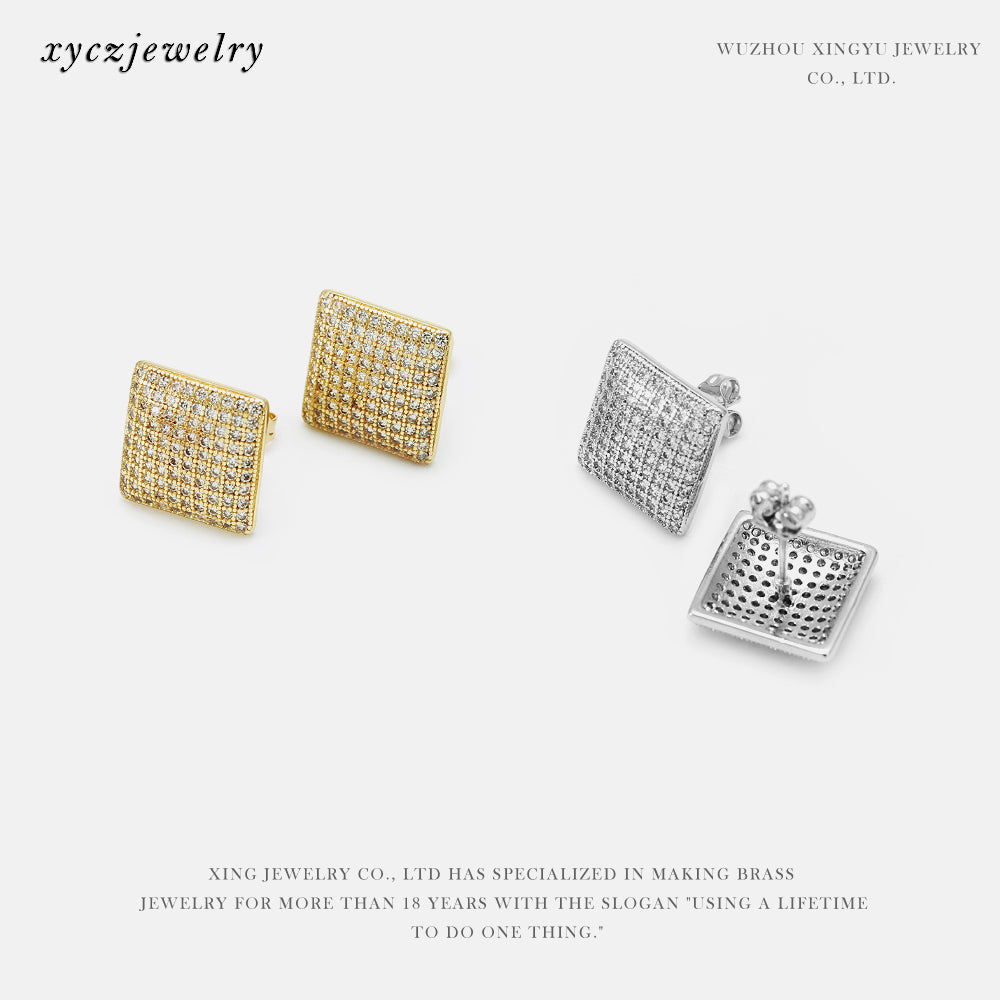 Brincos quadrados cravejados  XYE101904